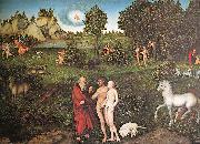 CRANACH, Lucas the Elder The Paradise dfg oil on canvas